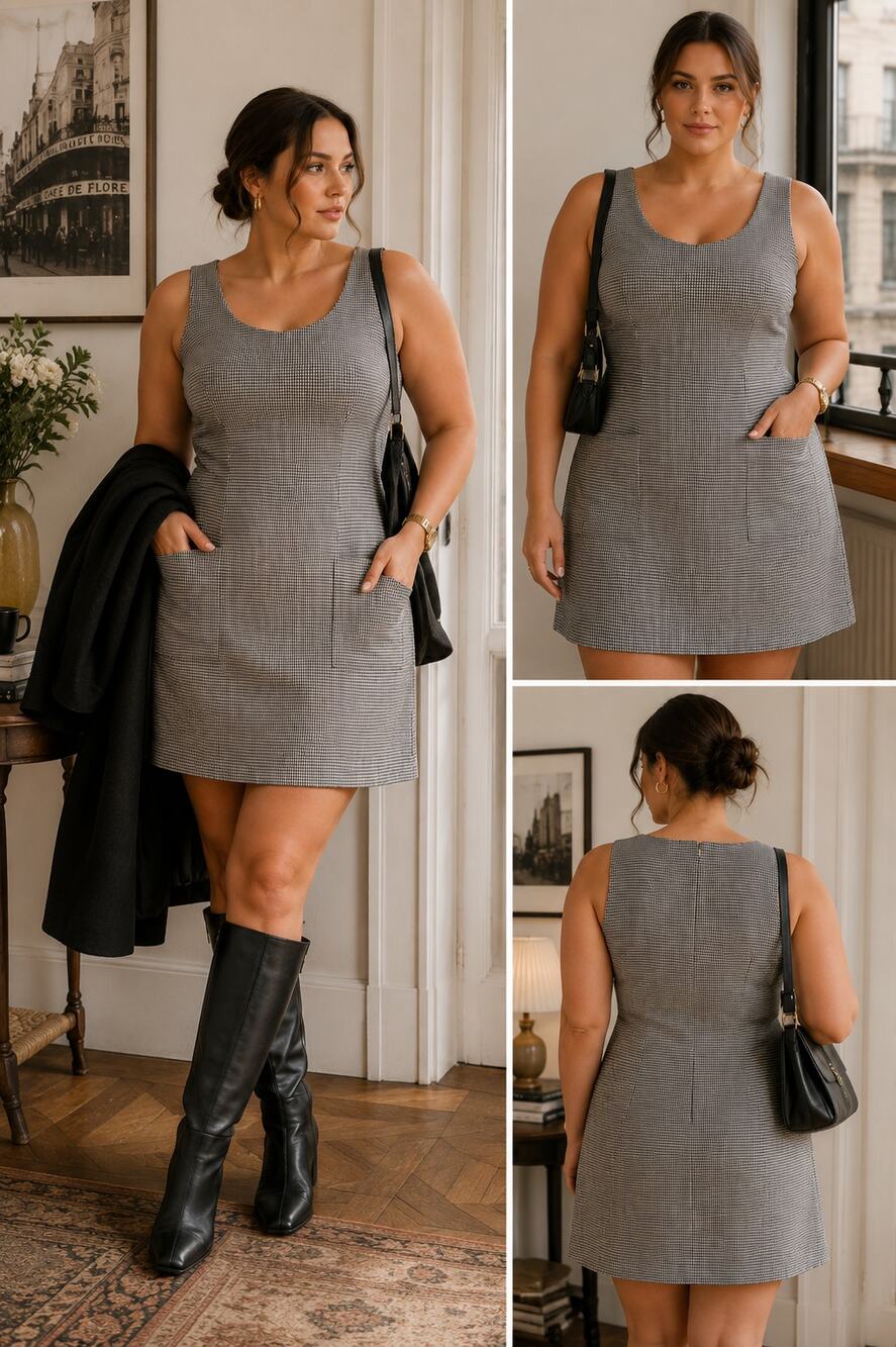 Vintage Aylesbury Tokyo Style Houndstooth Mini Shift Dress ✨